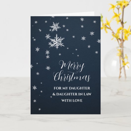 Sneeuwdochter en dochter in de wet Vrolijk kerstfe Kaart (Gele Bloem)