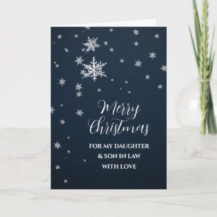 Sneeuwdochter en zoon in de wet vrolijk kerstfeest kaart