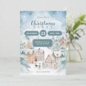 Sneeuwdorp kerst kaart (Staand voorkant)