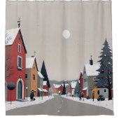 Sneeuwdorp, met Kerstmis - Douchegordijn (Voorkant)