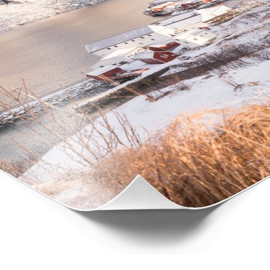 Sneeuwdorp Rustiek Huis Kerstcadeau Print Foto Afdruk (Hoek)