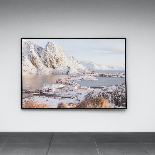 Sneeuwdorp Rustiek Huis Kerstcadeau Print Foto Afdruk