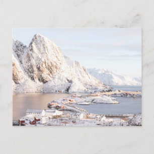 Sneeuwdorp rustiek huis Kerstmis Briefkaart