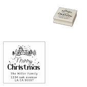 Sneeuwdorp vrolijke kerstvakantie rubberstempel (Gestempeld)
