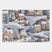 Sneeuwdorpen Kerstmis Inpakpapier Vel (Voorkant 3)