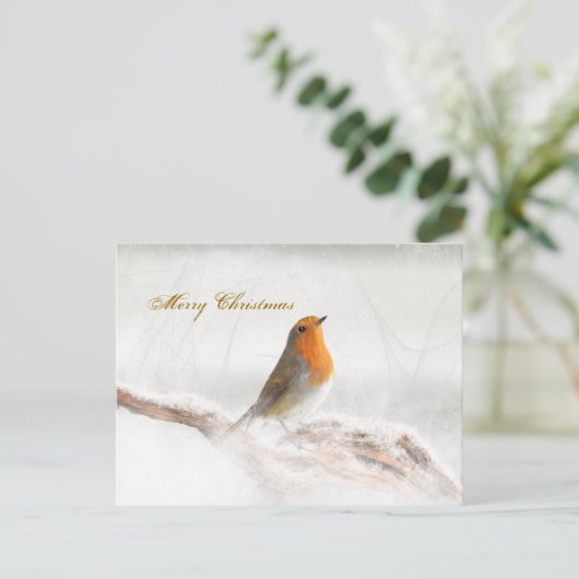 Sneeuwdouche Robin Redbreast Feestdagenkaart (Staand voorkant)