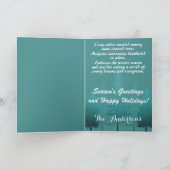 Sneeuwdromen en altijdgroene bomen feestdagen kaart (Binnen)