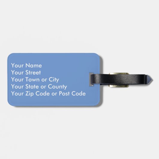 Sneeuwdruppelpatroon Monogram op Poeder Blauw Bagagelabel (Achterkant horizontaal)