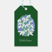 Sneeuwdruppels op zachte blauwe ovale achtergrond  cadeaulabel (Voorkant)