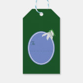 Sneeuwdruppels op zachte blauwe ovale achtergrond  cadeaulabel (Achterkant)