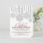 Sneeuwdruppels Uitnodiging kerstfeestdag (Staand voorkant)