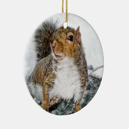 Sneeuweekhoorn Keramisch Ornament (Rechts)