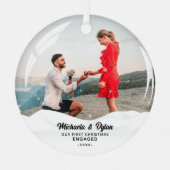 Sneeuweffect 1e Kerstmis, 2-foto's met 2-foto's Metalen Ornament (Voorkant)