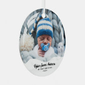 Sneeuweffect Wereldbol Baby's 1 Kerstmis 2-Foto Metalen Ornament (Voorkant Rechts)