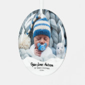 Sneeuweffect Wereldbol Baby's 1 Kerstmis 2-Foto Metalen Ornament (Voorkant links)