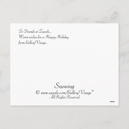 Sneeuwen Feestdagenkaart (Achterkant)