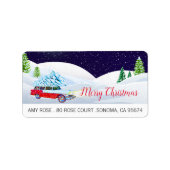 Sneeuwen met kerst in de auto etiket (Voorkant)