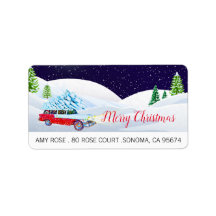 Sneeuwen met kerst in de auto