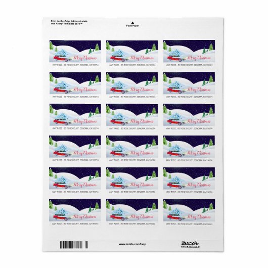 Sneeuwen met kerst in de auto etiket (Full Sheet)