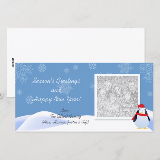 Sneeuwen met Pinguïn Holiday-fotokaarten Feestdagenkaart (Voorkant / Achterkant)