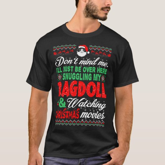 Sneeuwen Ragdoll bekijken kerstfilms T-shirt (Voorkant)