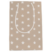 Sneeuwen - White Snowflakes beige tan gift Medium Cadeauzakje (Voorkant)