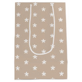 Sneeuwen - White Snowflakes beige tan gift Medium Cadeauzakje (Achterkant)
