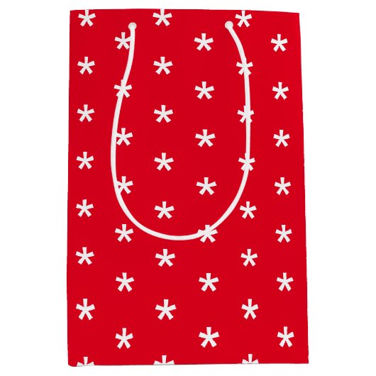 Sneeuwen - White Snowflakes red Winter gift Medium Cadeauzakje (Voorkant)