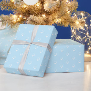 Sneeuwen - Witte sneeuwvlokken lichtblauw Winterge Cadeaupapier