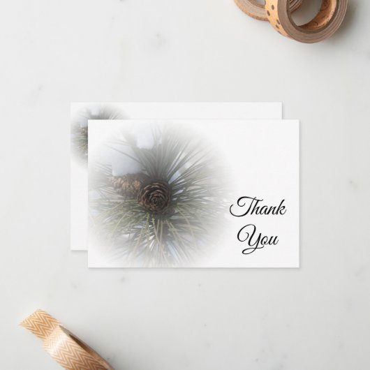 Sneeuwende dennen Bedank je plat notitiekaart Notitiekaartje (Voorkant / Achterkant in situ)