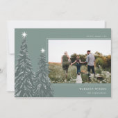 Sneeuwende dennen | Elegante kerstfoto Feestdagenkaart (Voorkant)