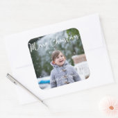 Sneeuwende foto kerstkaarten vierkante stickers (Envelop)