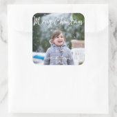 Sneeuwende foto kerstkaarten vierkante stickers (Tas)