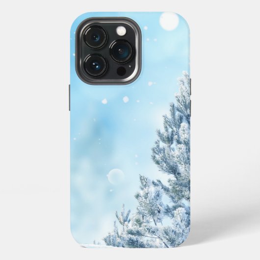 Sneeuwende kerst Winterachtergrond iPhone Hoesje (Achterkant)