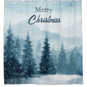 Sneeuwende Kerstbomen Douchegordijn (Voorkant)