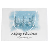 Sneeuwende Kerstmis Zakken Groot Cadeauzakje (Voorkant)