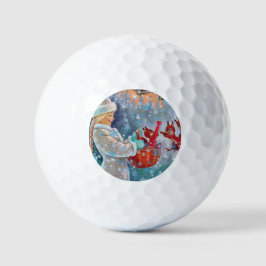 Sneeuwende Winter Kerst Cute Meisje met Eekhoorns Golfballen