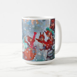 Sneeuwende Winter Kerst Cute Meisje met Eekhoorns Koffiemok