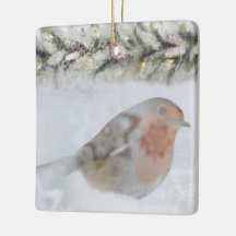 Sneeuwende Winter Kerstmis Roodborstje Vogel