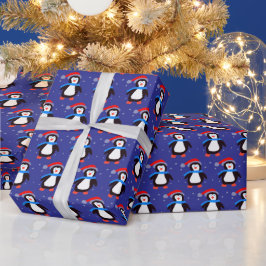 Sneeuwende Winterpinguïn Cadeaupapier