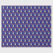 Sneeuwende Winterpinguïn Cadeaupapier (Vlak)