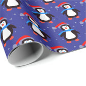 Sneeuwende Winterpinguïn Cadeaupapier (Rol Hoek)