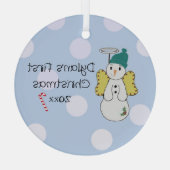 Sneeuwengel Baby's Eerste Kerstmis Glas Ornament (Achterkant)