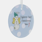 Sneeuwengel Baby's Eerste Kerstmis Glas Ornament (Voorkant Rechts)