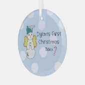 Sneeuwengel Baby's Eerste Kerstmis Glas Ornament (Voorkant links)