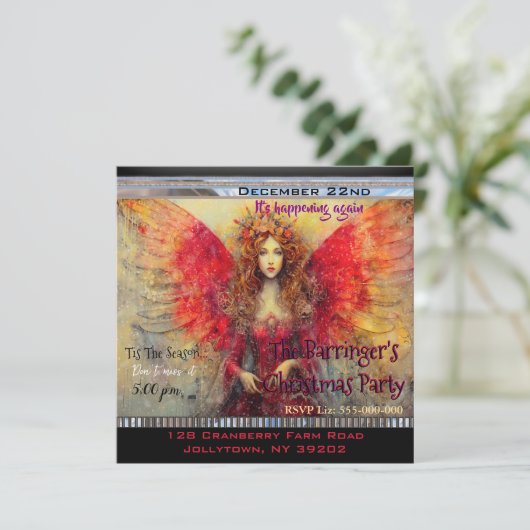 Sneeuwengel Feestelijk Kerstfeest Kaart (Staand voorkant)