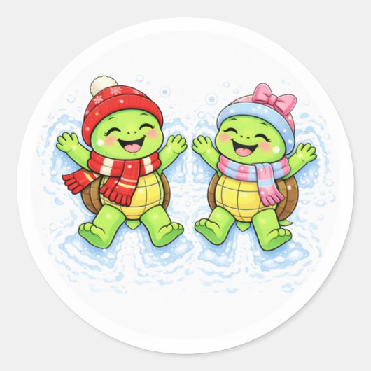 Sneeuwengel Moment Ronde Sticker (Voorkant)
