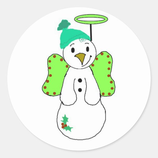 Sneeuwengel Ronde Sticker (Voorkant)