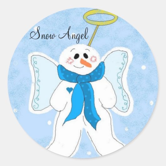 Sneeuwengel Ronde Sticker (Voorkant)