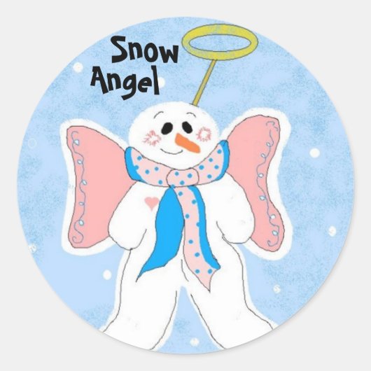 Sneeuwengel Ronde Sticker (Voorkant)